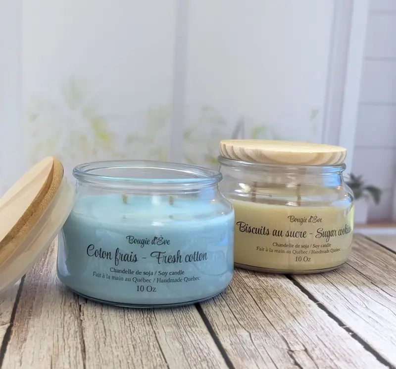 de soja 10 oz avec couvercle en bois - soja Bougies de soja