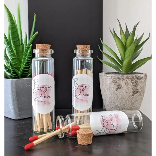 Matches dans des bouteilles en verre pour bougies parfumées, Allumettes de Québec