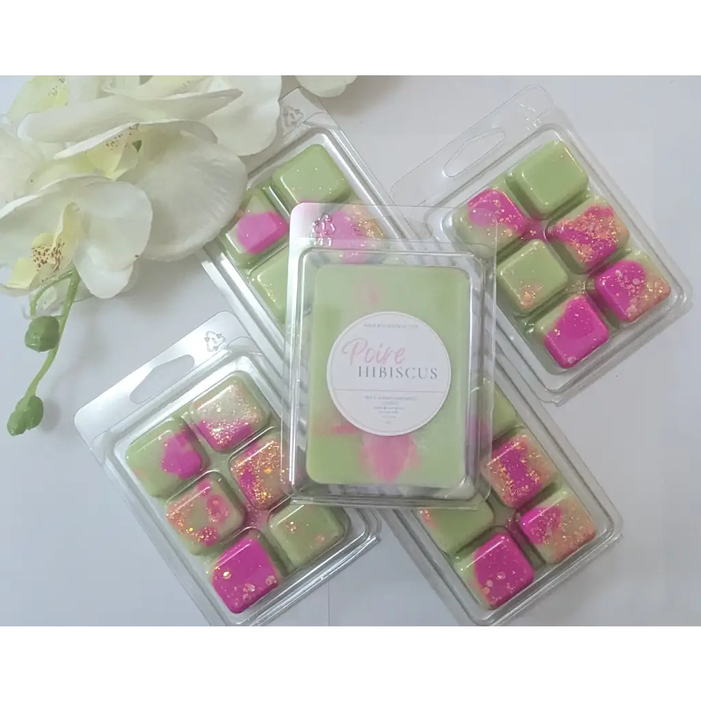 Cubes de cire de soja pour diffuseurs écologiques aux couleurs rose et vert