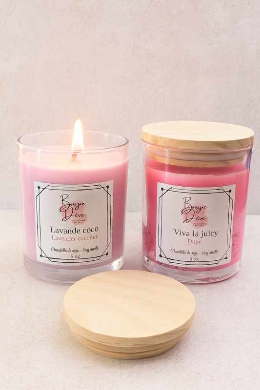 Bougie de soja 6 Oz Couvercle Bambou