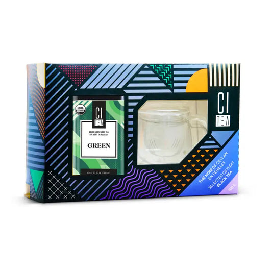Coffret cadeau - Thé vert en vrac et de tasses à thé à infusion