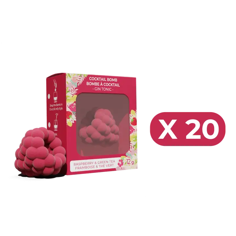 Bombes à cocktail - Framboise et thé vert - 20-unit case