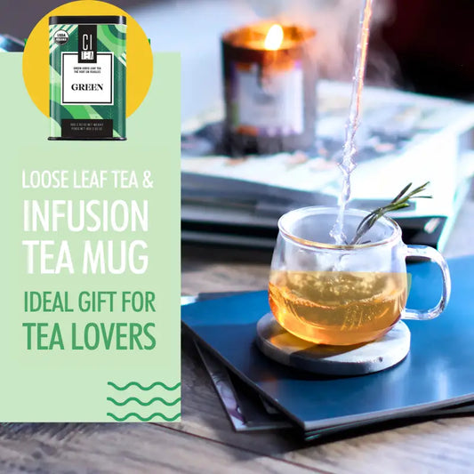 Coffret cadeau - Thé vert en vrac et de tasses à thé à infusion