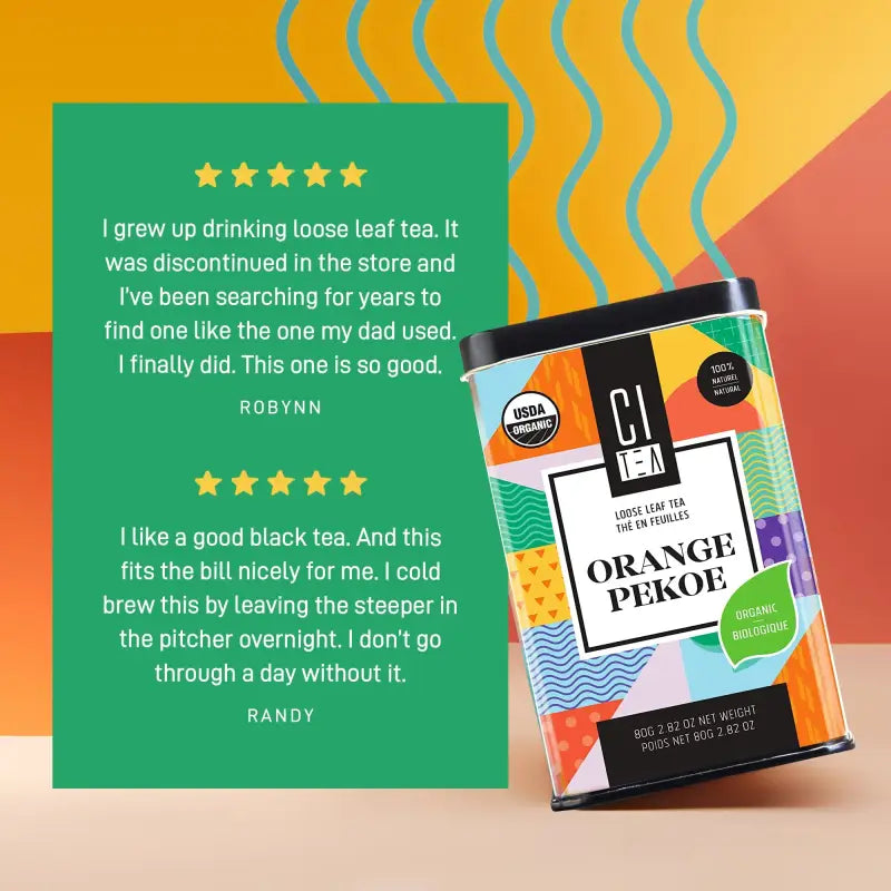 Lot de deux thés en vrac bio Orange Pekoe