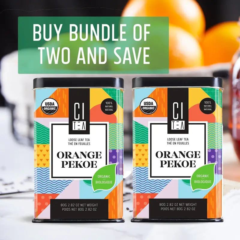 Lot de deux thés en vrac bio Orange Pekoe