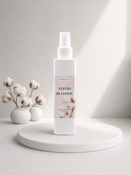 Bruine d'ambiance et eau de linge 2 en 1 - 200 ml - Fleurs de coton