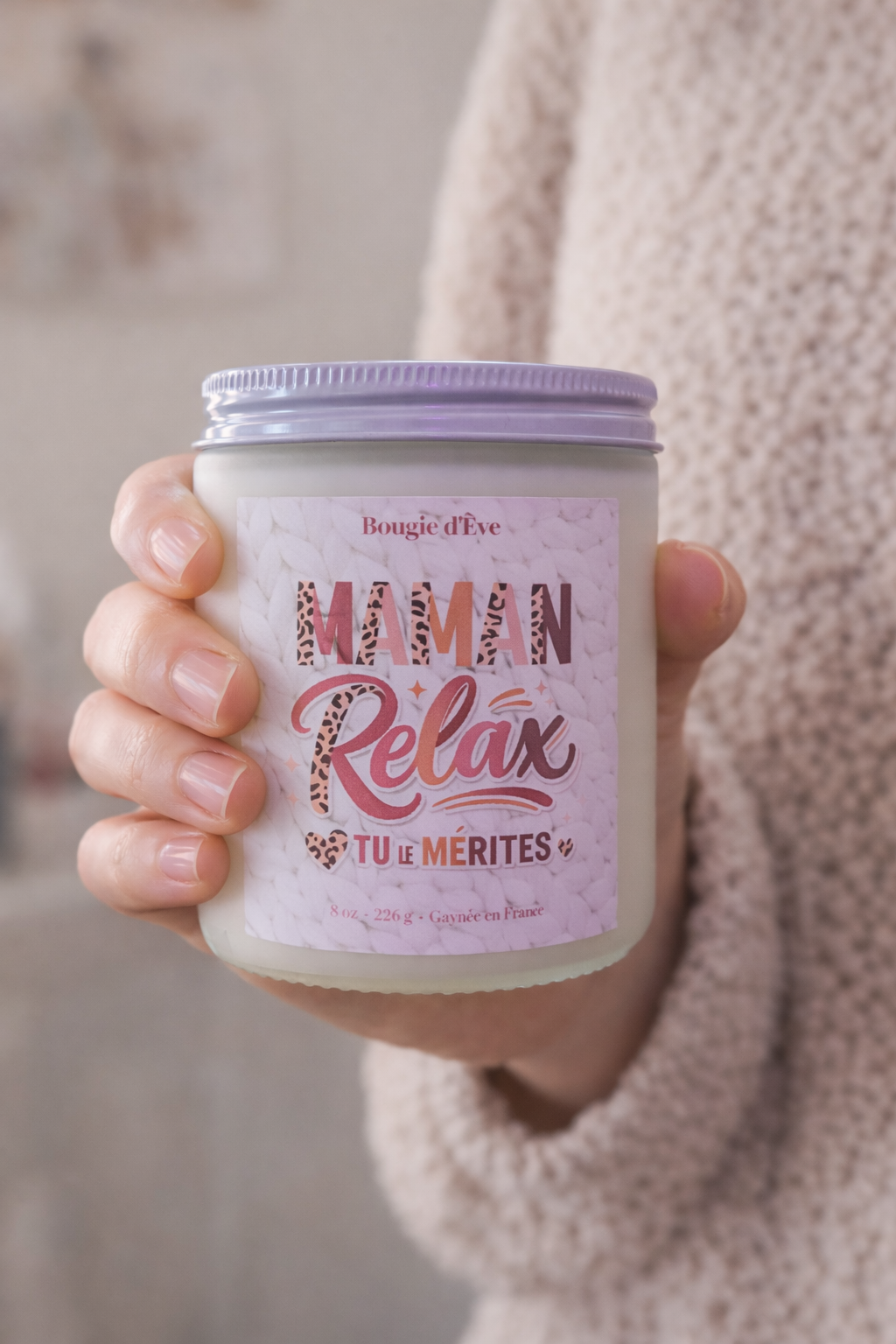 Bougie de soja 8 oz - Maman, relax tu le mérite