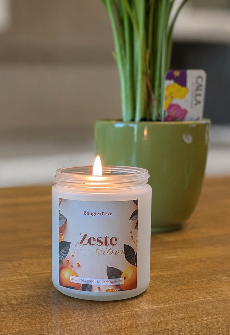 Bougie de soja 8 oz - Zeste de citron