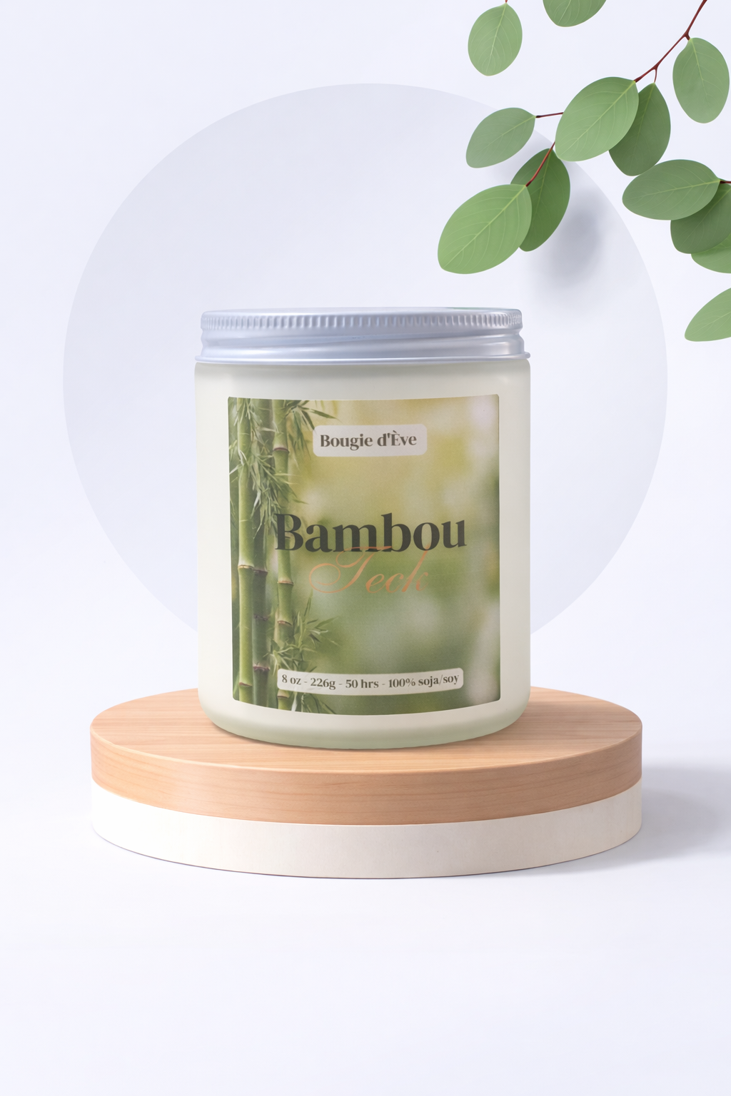 Bougie de soja 8 oz - Bambou teck