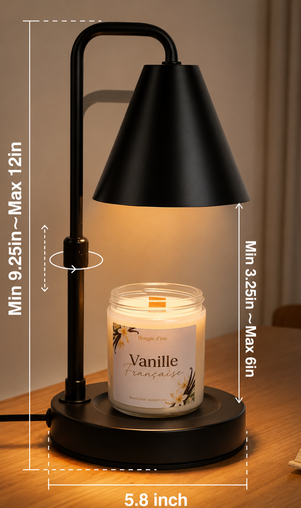 Lampe chauffante pour bougie - Noire