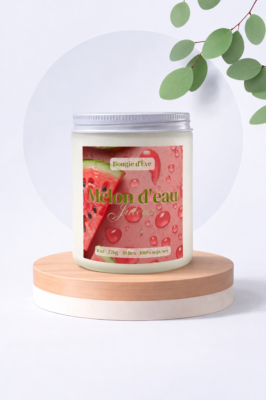 Bougie de soja 8 oz - Melon d'eau juteux
