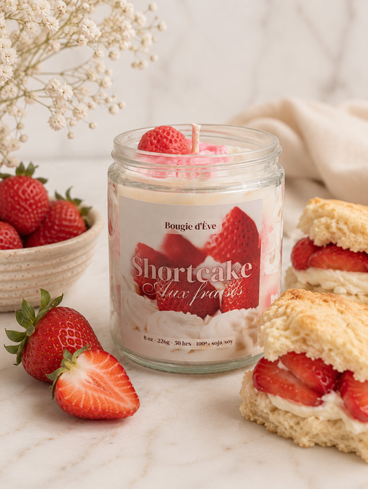 Bougie gourmande de soja 8 oz - Shortcake aux fraises