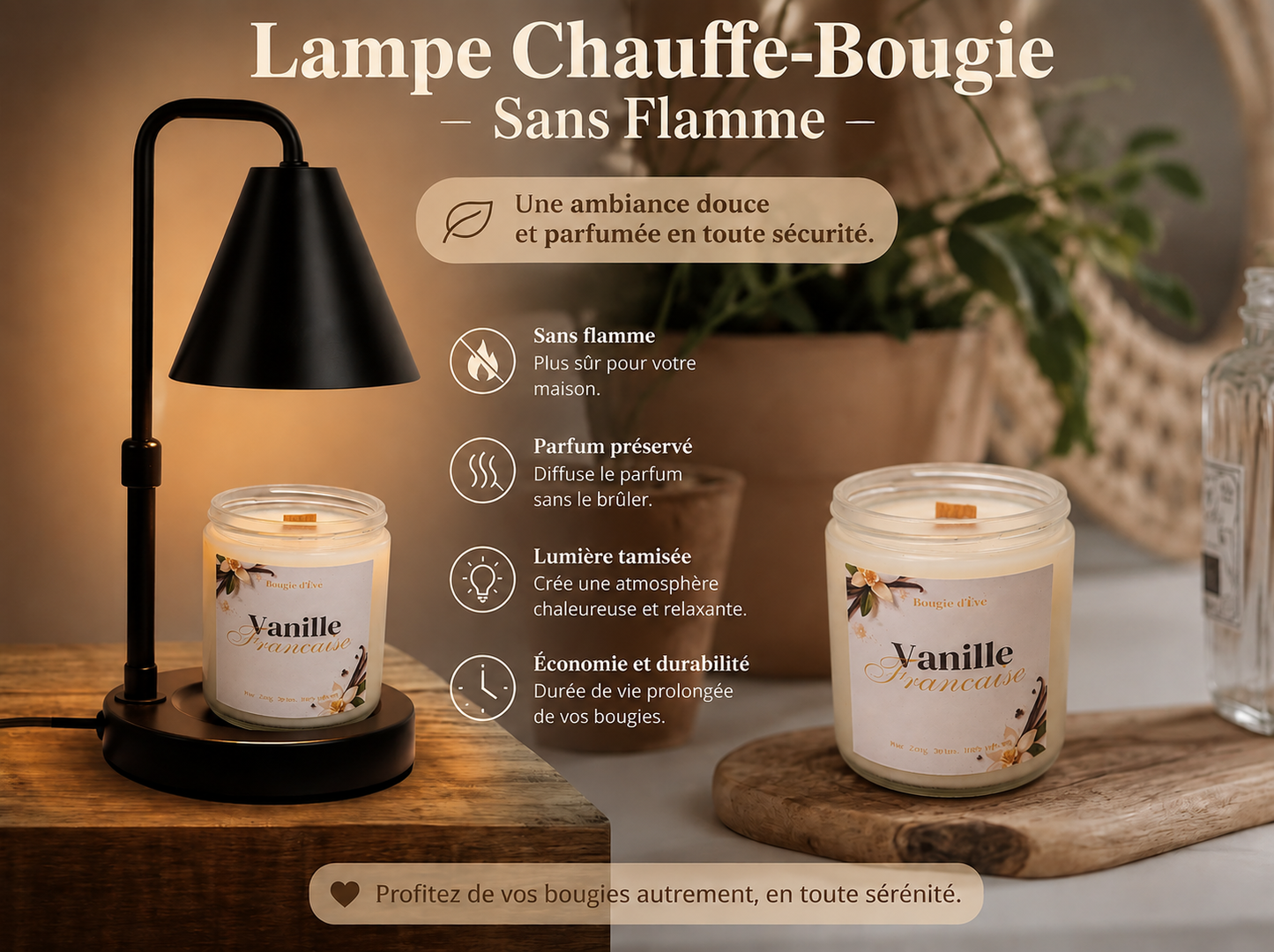 Lampe chauffante pour bougie - Noire