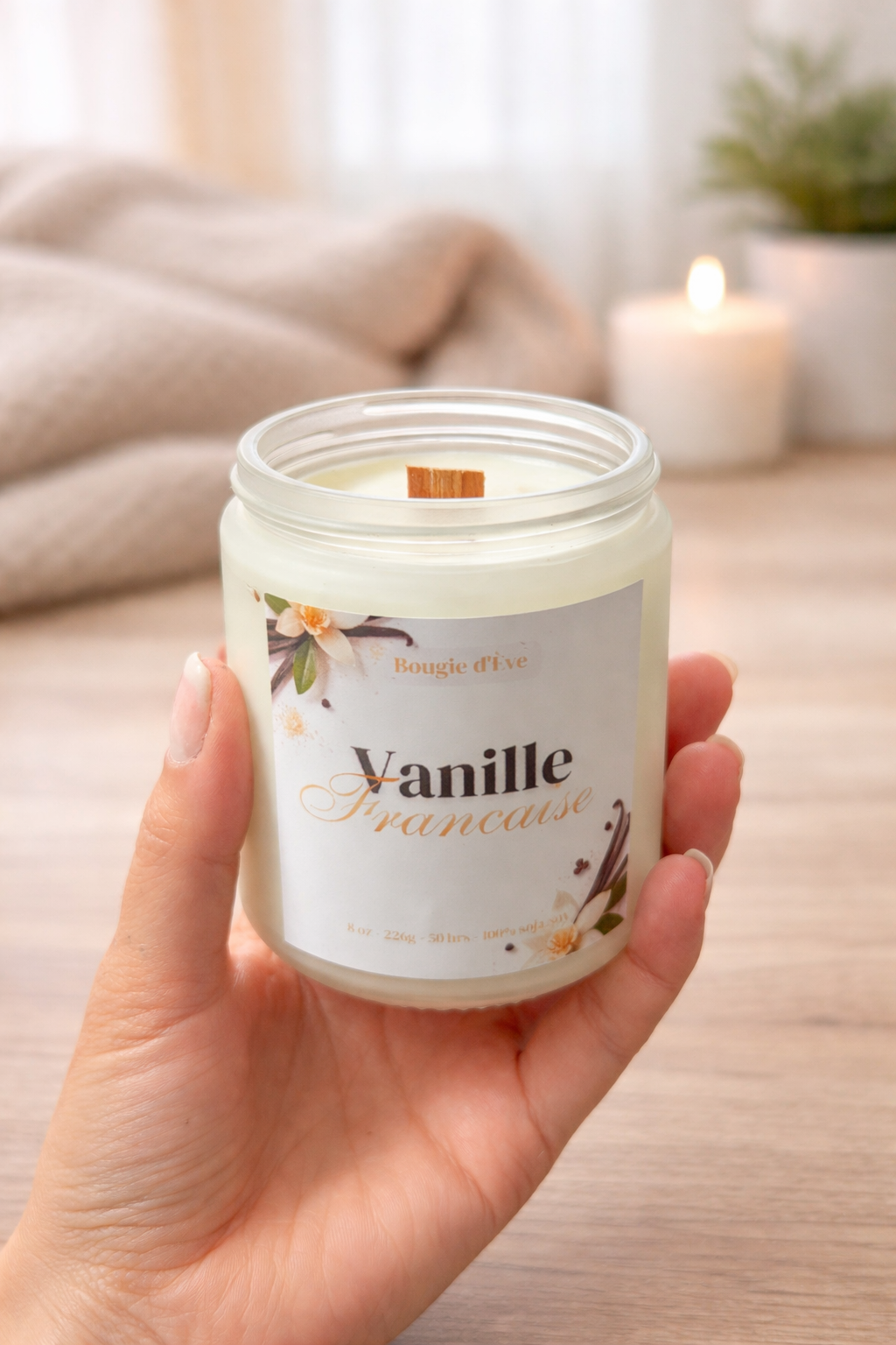 Bougie de soja 8 oz - Vanille française