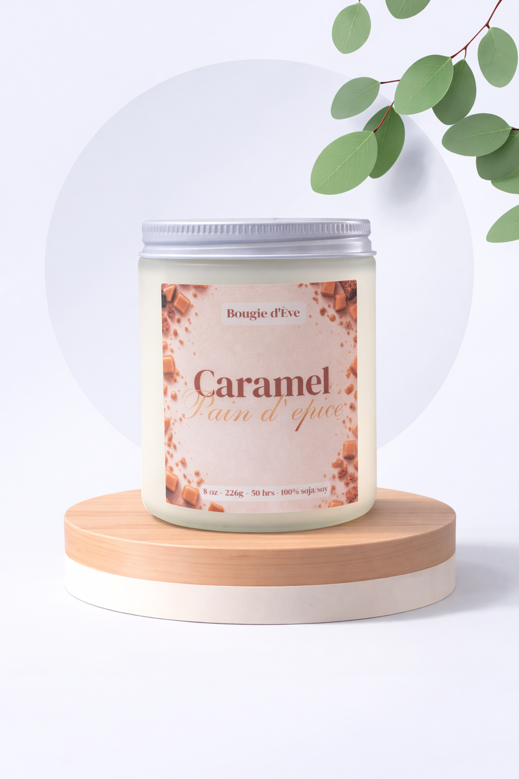 Bougie de soja 8 oz - Caramel pain d'épice