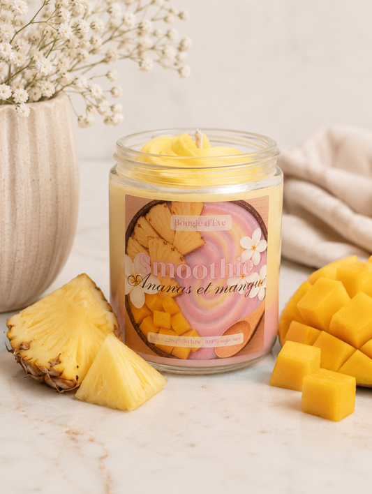 Bougie gourmande de soja 8 oz - Smoothie ananas et mangue