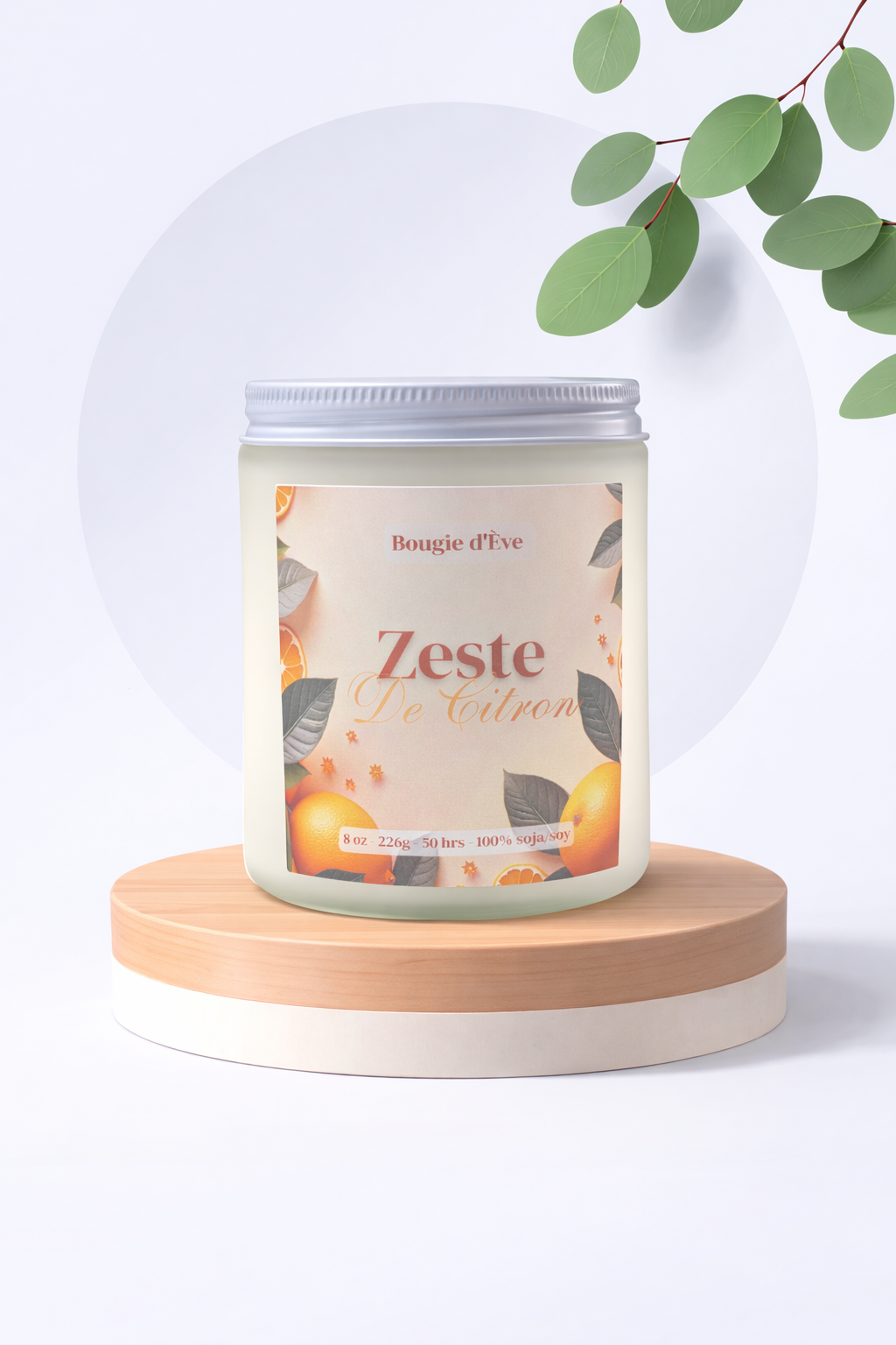Bougie de soja 8 oz - Zeste de citron