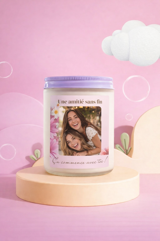 Bougie de soja 8 oz - Une amitié sans fin avec photo personnalisé