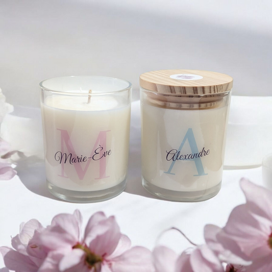 Bougie de soja prénom personnalisé