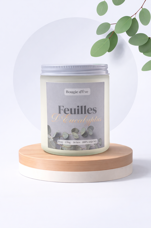 Bougie de soja 8 oz - Feuilles d'eucalyptus