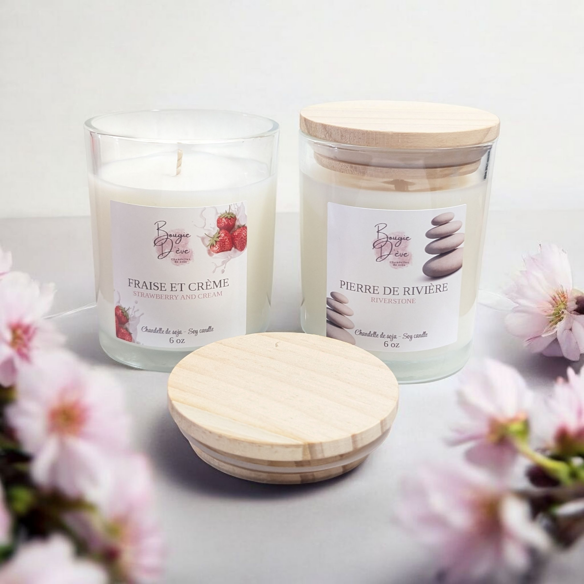 Bougie de soja 6 Oz Couvercle Bambou