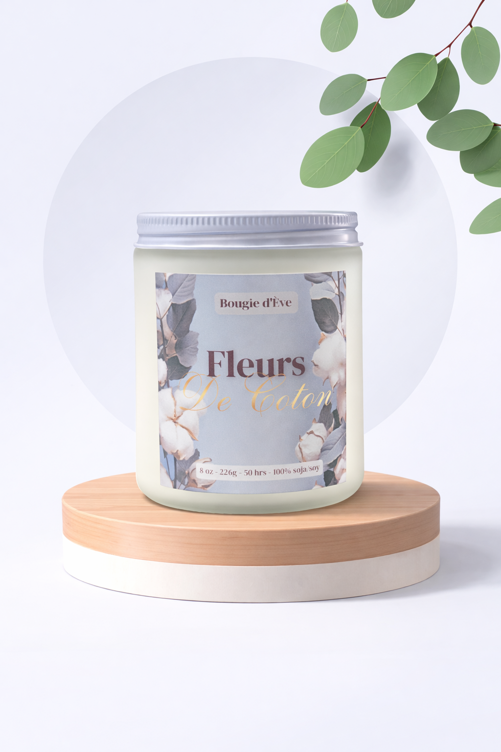 Bougie de soja 8 oz - Fleurs de coton