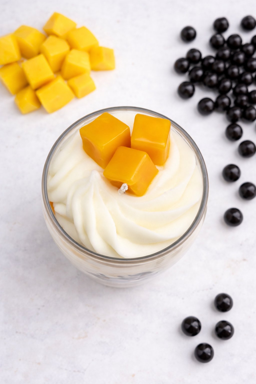 La bougie de soja gourmande - Bubble tea à la mangue