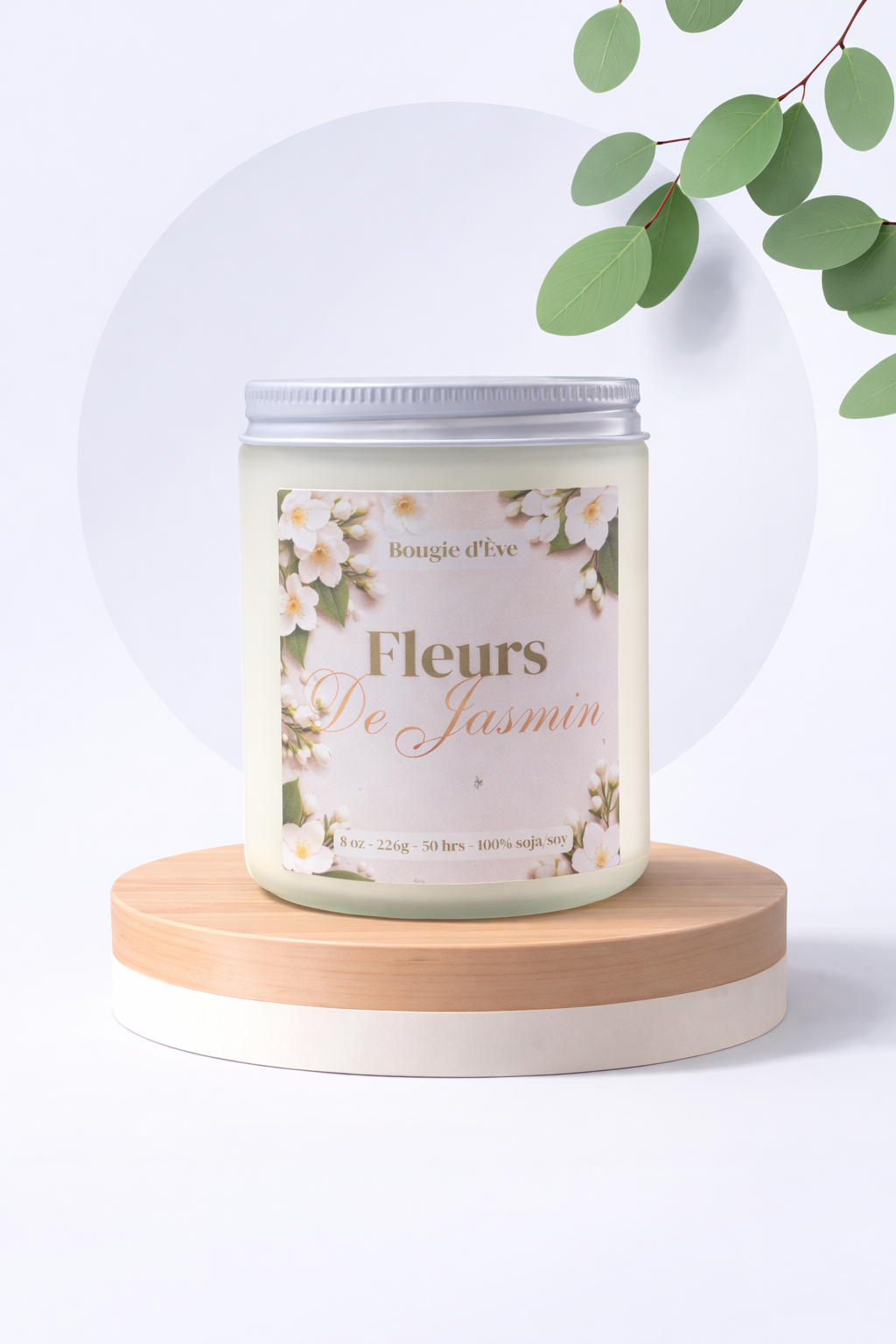 Bougie de soja 8 oz - Fleurs de Jasmin